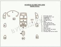 Декоративные накладки салона Hyundai Accent 2001-2002 полный набор, 15 элементов.
