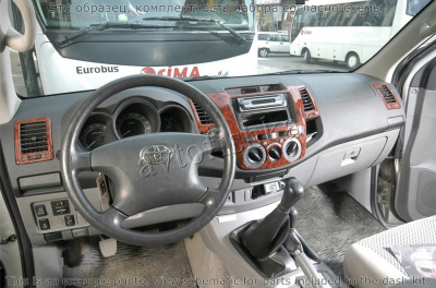Toyota Hilux 2007-2011 декоративные накладки (отделка салона) под дерево, карбон, алюминий